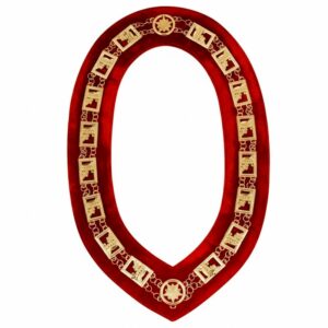 Knights Templar Metal Chain Collar Gold Plated Red Velvet