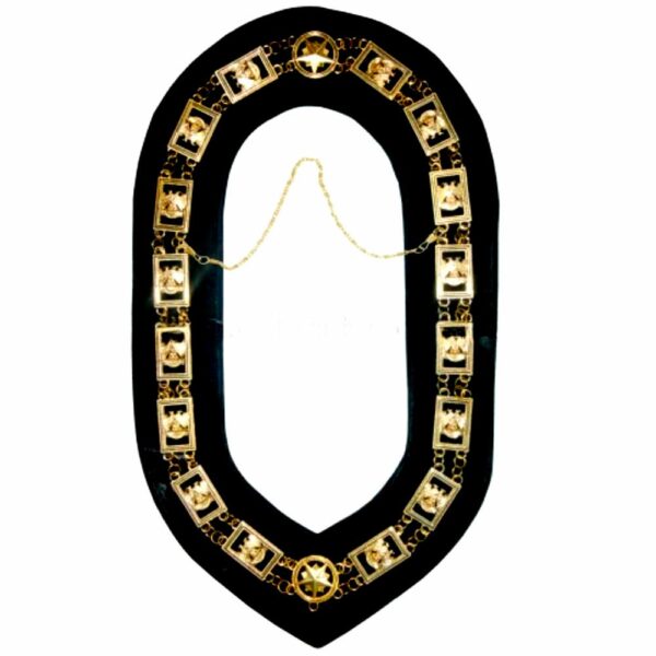 Knights Templar Masonic Regalia Metal Chain Collar Black Velvet Gold Plated