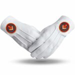 Master Mason Blue Lodge Gloves Pure Cotton Red Patch Wreath