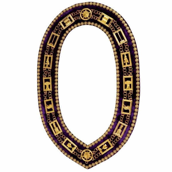 Masonic Regalia Star Chain Collar Purple Rhinestones Masonic Regalia Star Chain Collar Purple Rhinestones