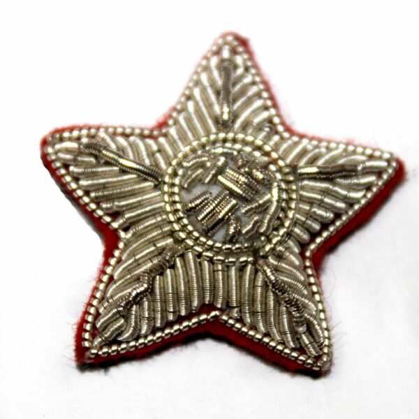 Shoulder Rank Star Red Silver Embroidered Badge Shoulder Rank Star Red Silver Embroidered Badge