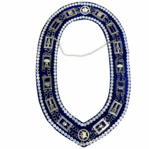 Blue Lodge Masonic Chain Collar Silver Tone Blue Velvet Rhinestone