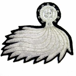Hand Embroidered Silver Bullion Crest