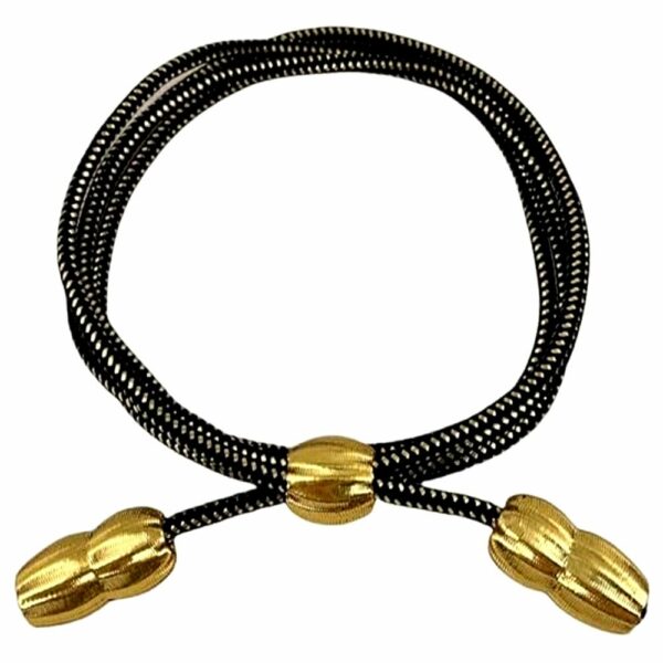 Silver and gold Mylar black acorn cord hat band Silver and gold Mylar black acorn cord hat band
