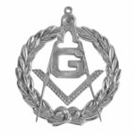 Mason Blue Lodge Collar Jewel Silver Square Compass G with Wreath