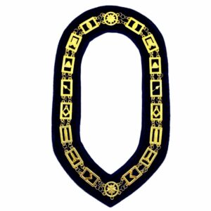 Masonic Master Mason Gold Metal Chain Blue Velvet Masonic Collar