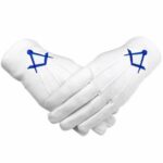 Master Mason White Cotton Royal Blue Thin Square Compass Gloves