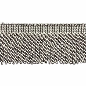 long Bullion Fringe Trim Silver Grey