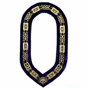 Grand Lodge Metal Gold Purple Velvet Masonic Chain Collar