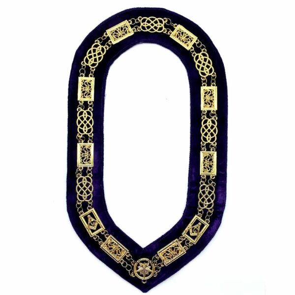 Grand Lodge Metal Gold Purple Velvet Masonic Chain Collar Grand Lodge Metal Gold Purple Velvet Masonic Chain Collar
