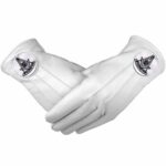 Past Master Blue Lodge Gloves White Leather Black Emblem