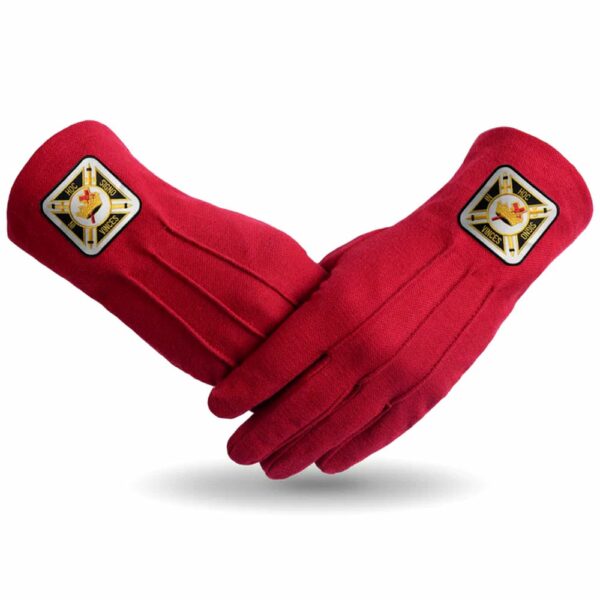 Knights Templar Gloves Red Cotton Square Patch Knights Templar Gloves Red Cotton Square Patch