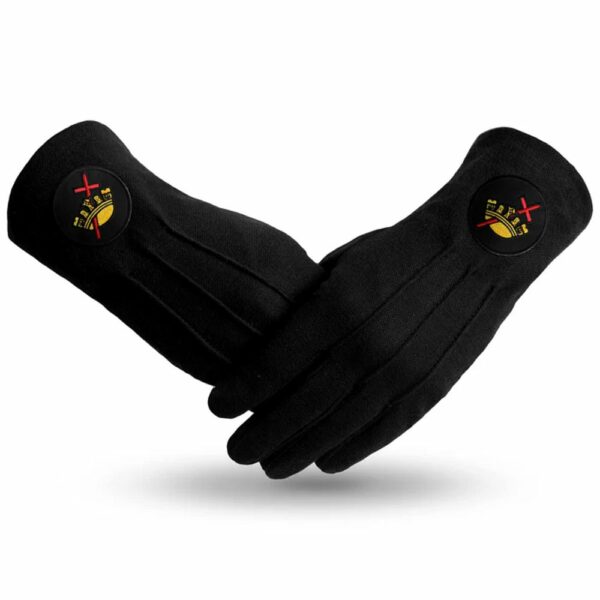 Knights Templar Gloves Black Cotton Round Patch Knights Templar Gloves Black Cotton Round Patch