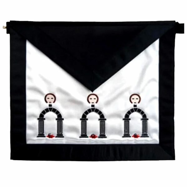 Scottish Rite Apron White with Black Embroidery Satin Scottish Rite Apron White with Black Embroidery Satin