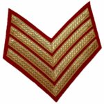 Military Ranks Stripe Chevron Four Bar Gold Red Lace