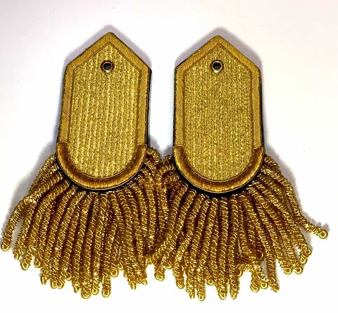Gold Bullion Shoulder Epaulettes With Heavy Fringe