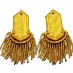 Gold Epaulettes French Bullion Fringe Shoulder Hand Embroidered