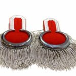 Silver Moon Shoulder Epaulettes On Red Silver Fringe