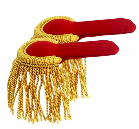 Military Shoulder Bullion Epaulettes Red Wool Shoulder