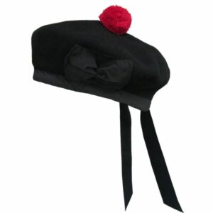 Scottish Black Wool Highland Balmoral Hat