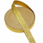 Gold Mylar Rayon Lace Oak Leaf