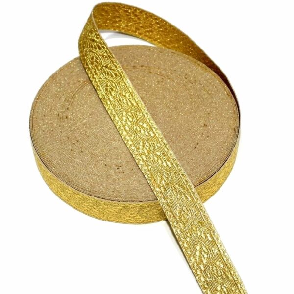 Gold Mylar Rayon Lace Oak Leaf