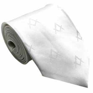 Masonic Silk Tie Compass White