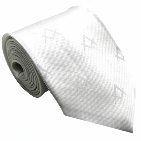 Masonic Silk Tie Compass White Masonic Silk Tie Compass White