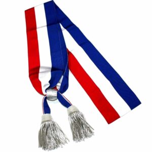 Custom Mayor Sash Red White Blue Silver Tassel