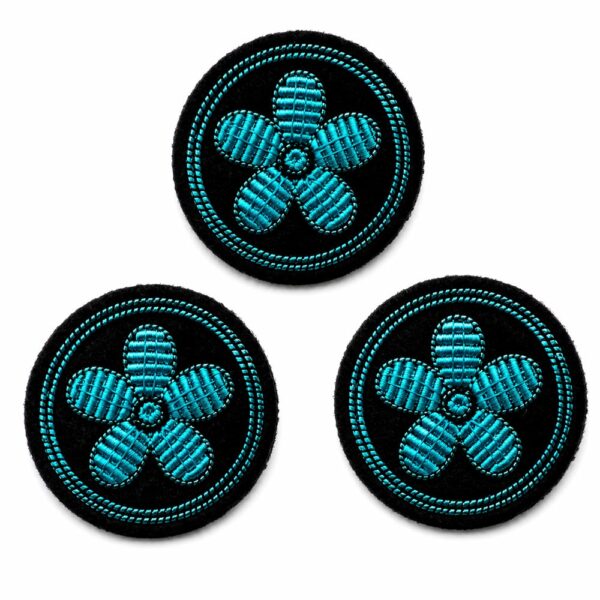 Teal Flower Embroidered Patch Badges