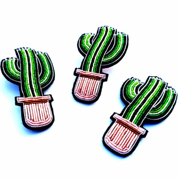 Hand Embroidered Small Cactus Pin Hand Embroidered Small Cactus Pin