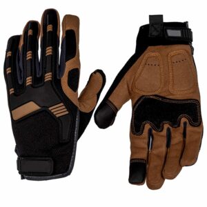 Tactical Black Brown Leather Gloves