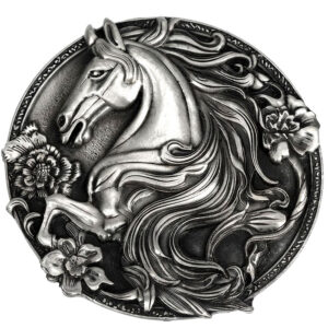 Rustic Silver Horse Belt Buckle
